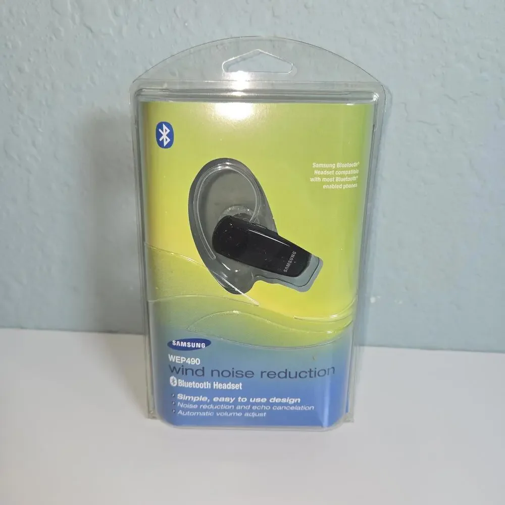 Samsung WEP490 Wind Noise Reduction Bluetooth Ear Hook Headset Brand New Sealed